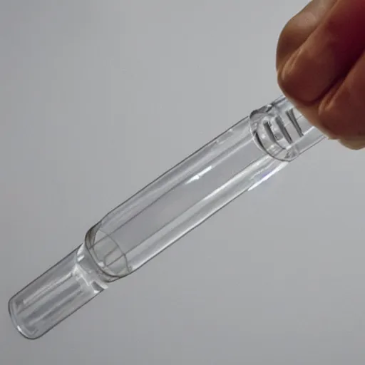 Prompt: large clear hamburger inside a syringe