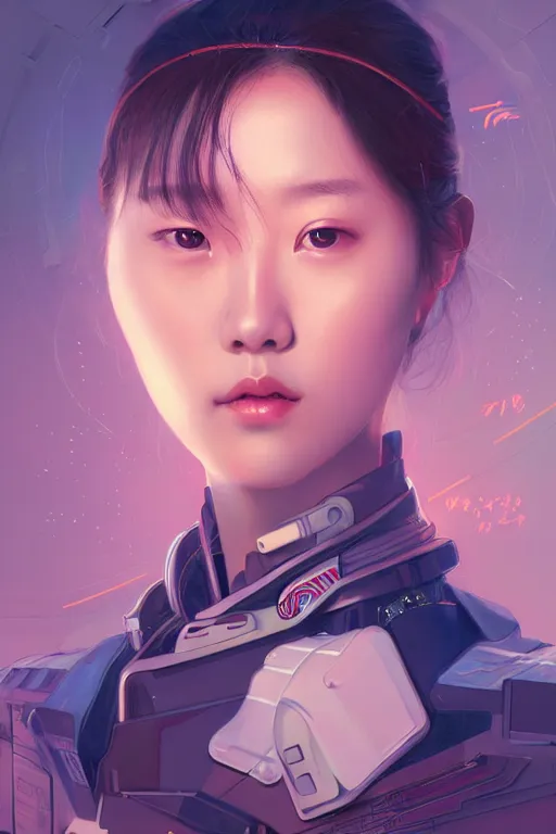 Prompt: portrait futuristic korean Airforce Girl, inside future fighter, ssci-fi, fantasy, intricate, very very beautiful, elegant, human anatomy, neon light, highly detailed, digital painting, artstation, concept art, smooth, sharp focus, illustration, art by tian zi and WLOP and alphonse mucha