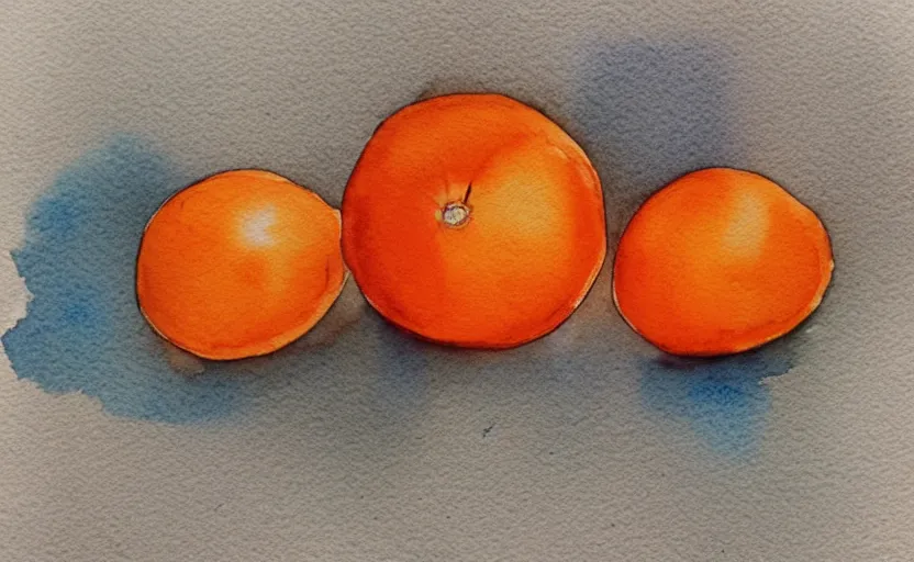 Image similar to minimalist watercolor art of oranges in the style of raissa oltmanns