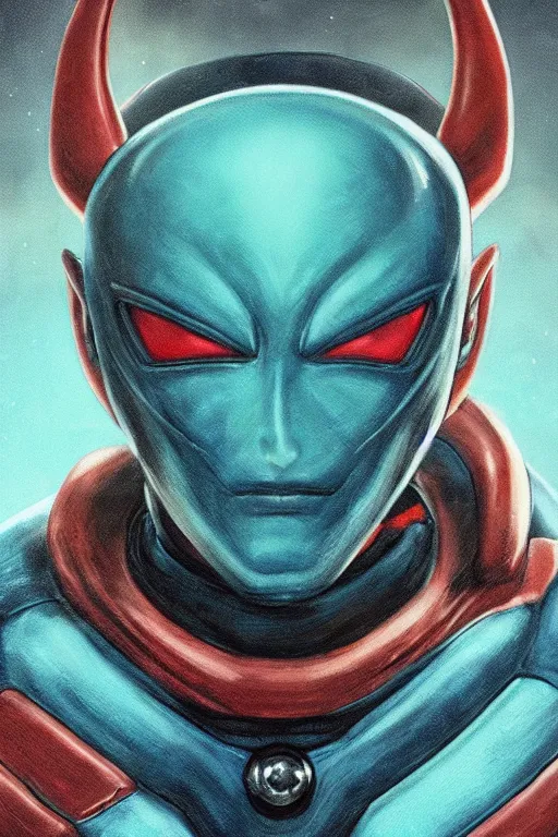 Prompt: portrait from a handsome blue masculine extraterrestrial alien, sci - fi art, akira toriyama, trending on artstation