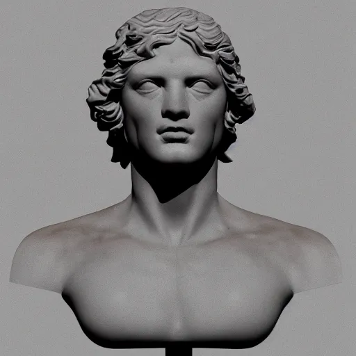 Image similar to 3 d sci - fi cgartist rendering of a hyper realistic marble greek statuary bust floating at the vast pulsating interdimensional fractal space portal at the psychedelic vaporwave event horizon directed by col price, trending on artstation