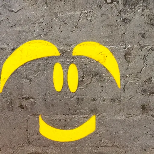 Prompt: yellow rave smiley face, retro graffiti style