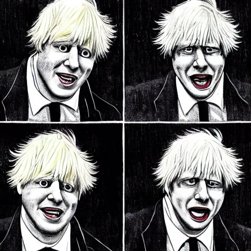 Prompt: Boris Johnson by Junji Ito