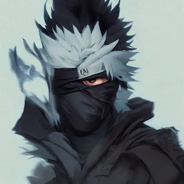 Image similar to a painting of kakashi by greg rutkowski, dark fantasy art, high detail, trending on artstation