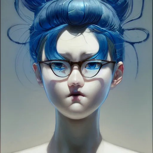 Prompt: prompt : ivory and blue portrait soft light painted by james jean and katsuhiro otomo and erik jones, inspired by evangeleon anime, smooth face feature, intricate oil painting, high detail illustration, sharp high detail, manga and anime 1 9 9 9
