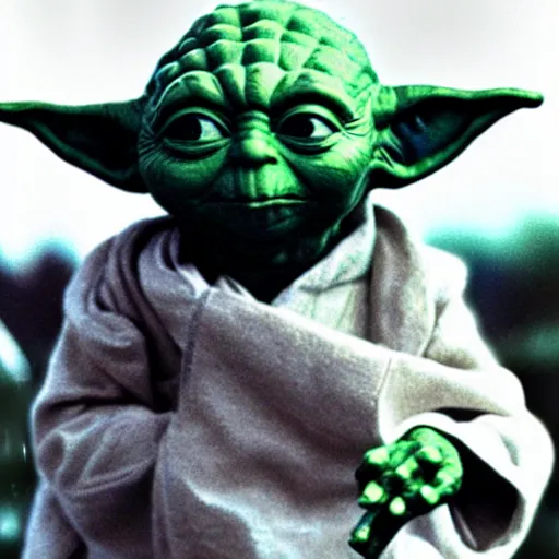 Image similar to yoda performing at woodstock