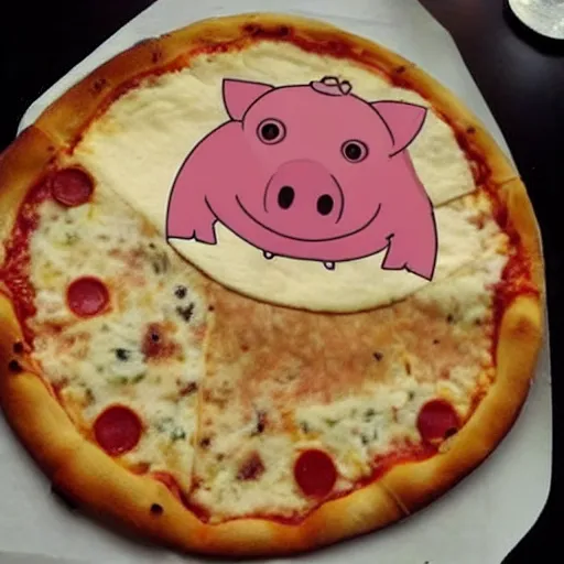 Image similar to a pig made out of pizza