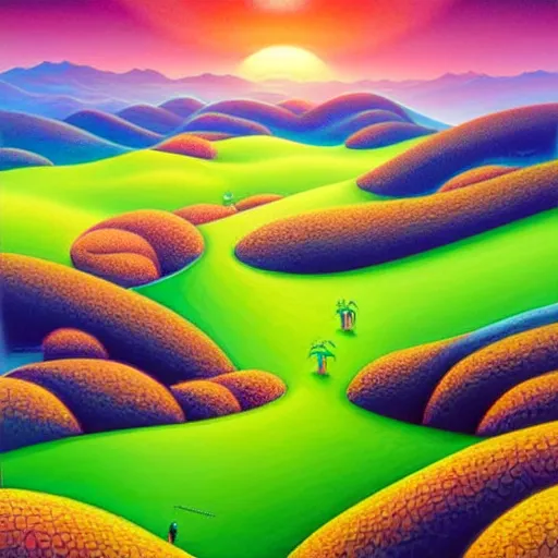 Image similar to a vivid landscape, an ultrafine detailed painting by rafal olbinski, skeuomorphic, a simple vector based illustration, pop surrealism, airbrush art, minimalist, very detailed, behance contest winner, by ross tran, detailed painting, artgerm