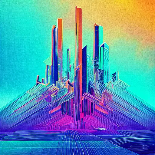 Image similar to psychedelic abstract digital artwork reminiscent of album covers from the 70's in the art style of Alena Aenami, Marcel Marcel and Metzinger