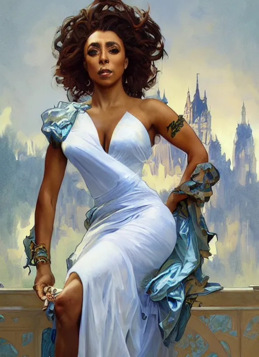 Image similar to shangela, painting by artgerm and greg rutkowski and alphonse mucha