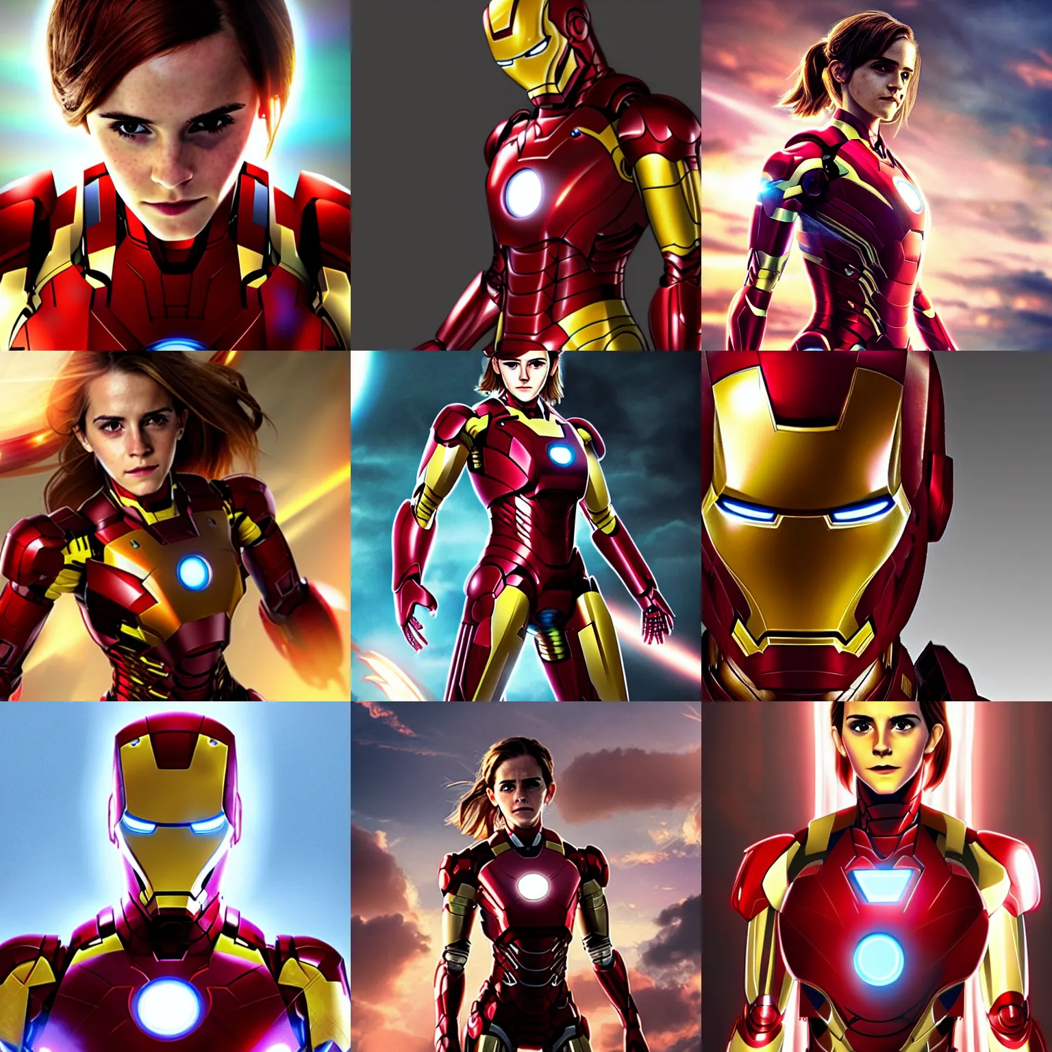 Prompt: Emma Watson as Iron Man, anime style, cinematic lighting, highly detailed