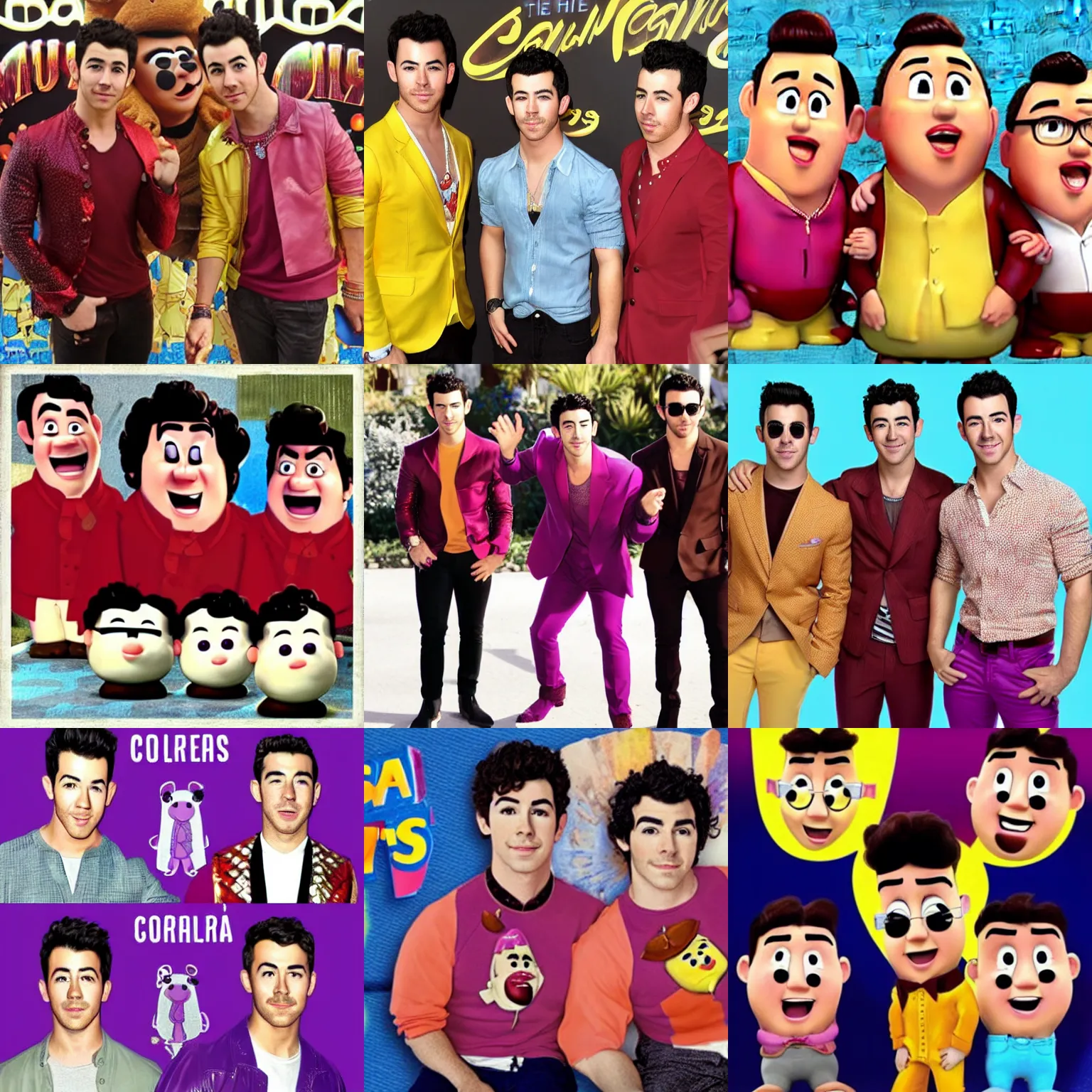 Prompt: the jonas brothers as california raisins