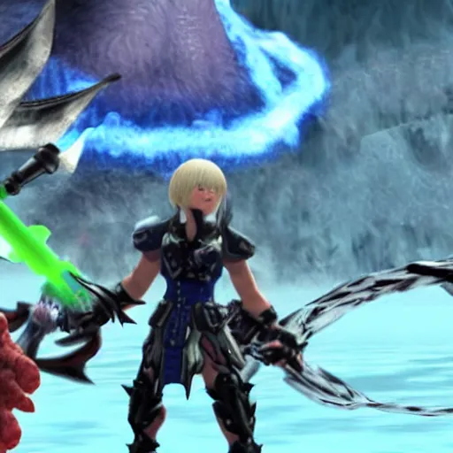 Prompt: joe biden fighting a monster in xenoblade chronicles