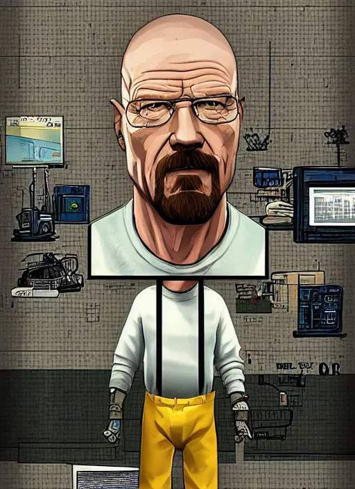 Image similar to walter white in a prison cell on game poster of gta 5