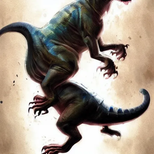 Image similar to a dinosaur fused with a cat by greg rutkowski