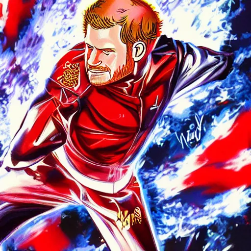 Image similar to 5 5 mm giant prince harry attacks tokyo illustration in technicolor by artgerm