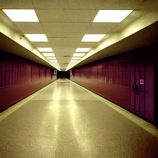 Image similar to empty school hallway, liminal space photograph