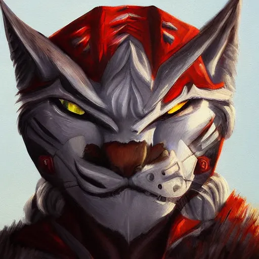 Image similar to a painting of rengar from league of legends