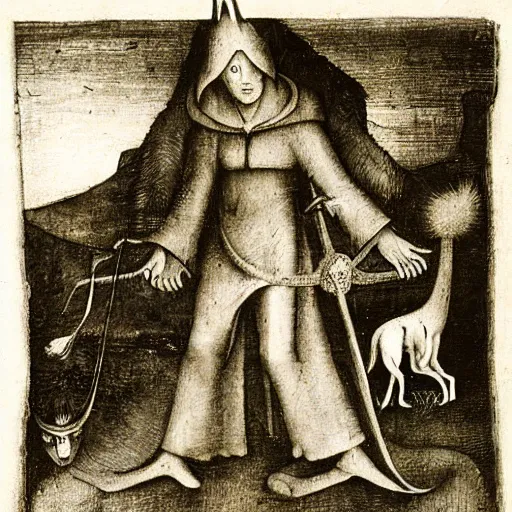 Image similar to dante with wolf by hieronymus bosch