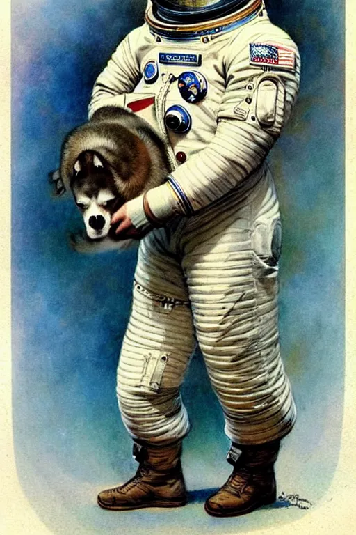 Prompt: (((((1950s cosmonaut. muted colors.))))) by Jean-Baptiste Monge !!!!!!!!!!!!!!!!!!!!!!!!!!!