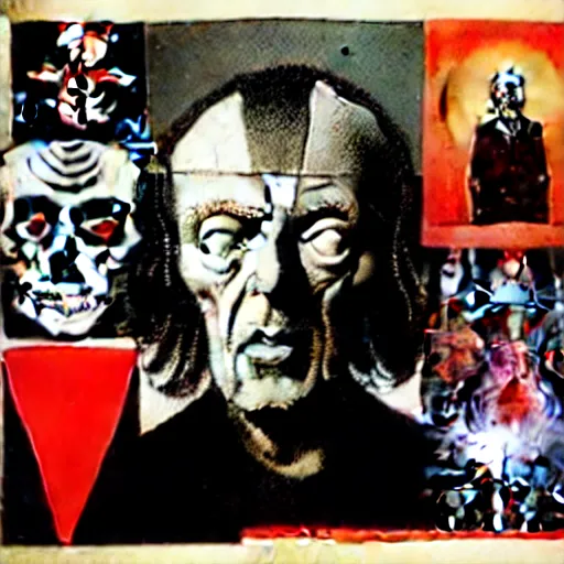 Image similar to a paper collage of armageddon, a god of death stands in the middle, kurt schwitters, richard hamilton, joe webb, chambliss giobbi, lynn skordal, derek gores, barbara kruger, jacques villegle.