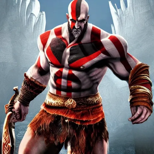 Image similar to god of war in the style of marvel