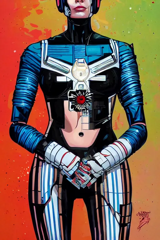 Image similar to full body painting of a female android, by MARVEL comics and Sandra Chevrier