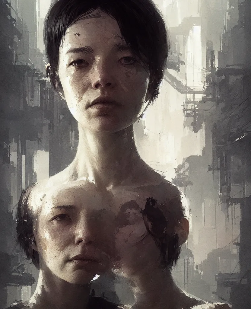 Image similar to close-up portrait Neil’s mom, excellent composition, cinematic dystopian brutalist atmosphere, dynamic dramatic cinematic lighting, aesthetic, very inspirational, arthouse. y Greg Rutkowski, Ilya Kuvshinov, WLOP, Stanley Artger Lau, Ruan Jia and Fenghua Zhong