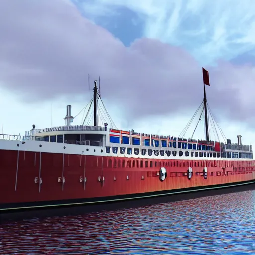 Image similar to S.S Great Britain, Bristol Harbour, Photorealistic, 3D render