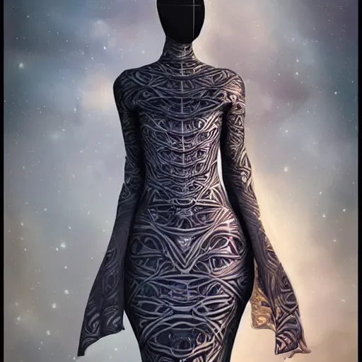 Image similar to a beautiful arabian woman wearing a futuristic dress by alexander mcqueen, artgerm, fashion show, futuristic, organic dress, seamless pattern, concept art, fantasy