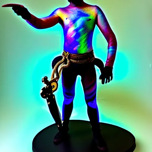 Image similar to iridescent bodypaint on a swashbuckling space pirate
