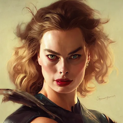 Prompt: margot Robbie as bat girl, painting, by Stanley Artgerm Lau, artstation, greg rutkowski, thomas kindkade, alphonse mucha, loish, norman Rockwell,