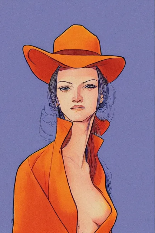 Image similar to portrait fashion model artwork by jean giraud