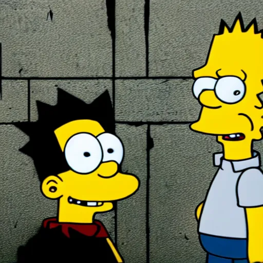 Prompt: still of bart simpson in The Raid 2