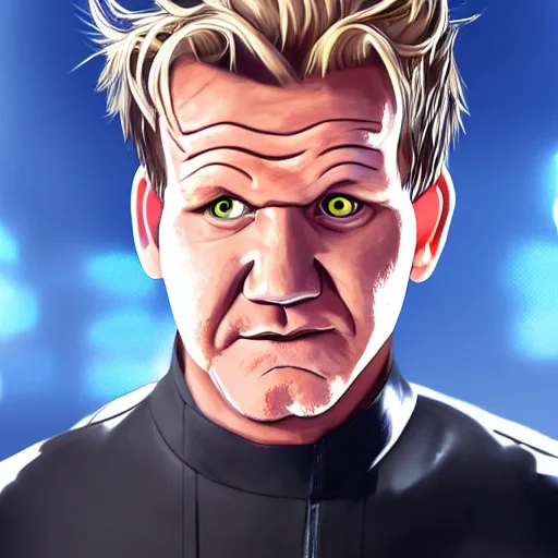 Image similar to portrait of gordon ramsay, anime fantasy illustration by tomoyuki yamasaki, kyoto studio, madhouse, ufotable, comixwave films, trending on artstation