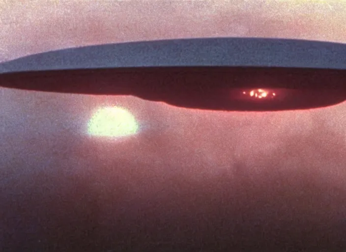 Prompt: a still from a 1 9 8 5 film with an enormous alien mothership approaching 🌍