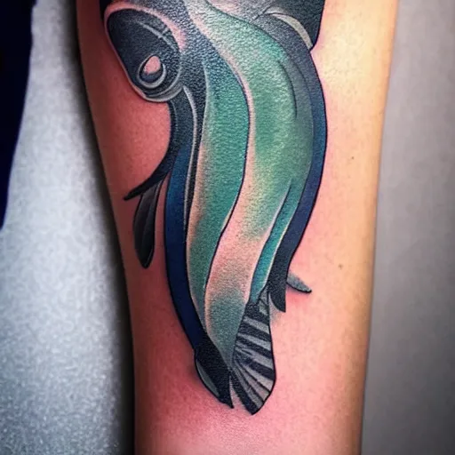 Prompt: tattoo of the windfish from zelda links awakening silhouette