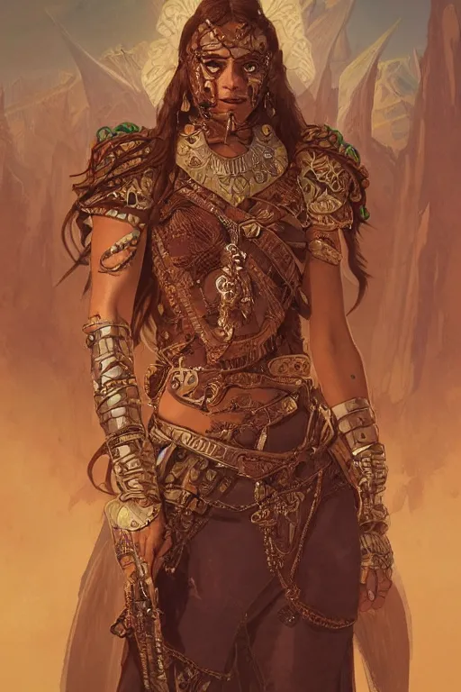 Image similar to a portrait of a anthropomorphic an acient aztec warrior goddess, D&D, fantasy, intricate, highly detailed, digital painting, artstation, concept art, smooth, sharp focus, illustration, art by artgerm and greg rutkowski and alphonse mucha