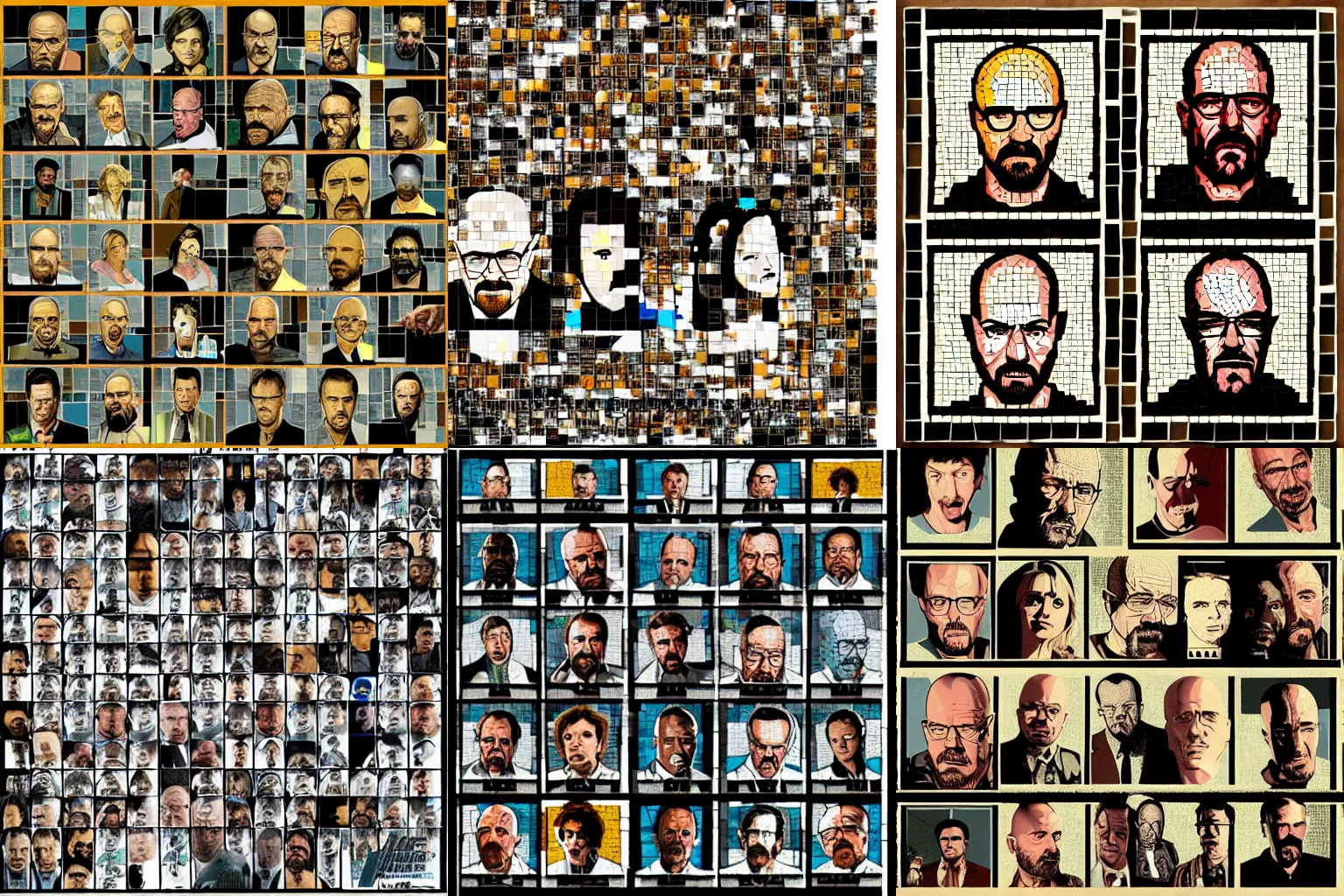 Prompt: breaking bad cast mosaic, highly detailed