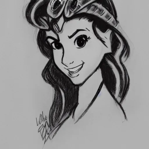 Image similar to milt kahl sketch of victoria justice with tendrils hair style as princess padme from star wars episode 3