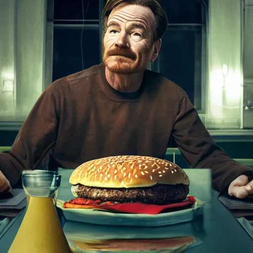 Prompt: bryan cranston as a hamburger 8 k by davinci