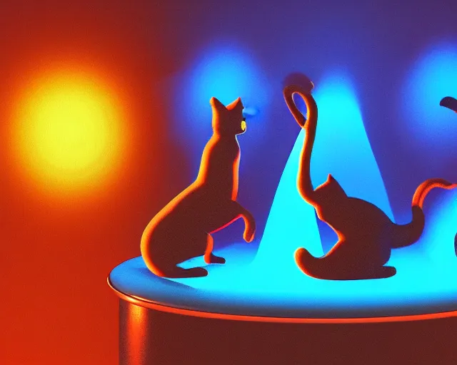 Prompt: cats salsa dancing in lava lamp 3 d cinematic lighting cg society artstation unreal cinestill