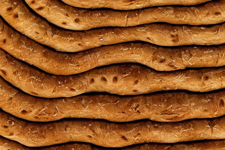 Image similar to centipede made of bread with legs ultrarealism