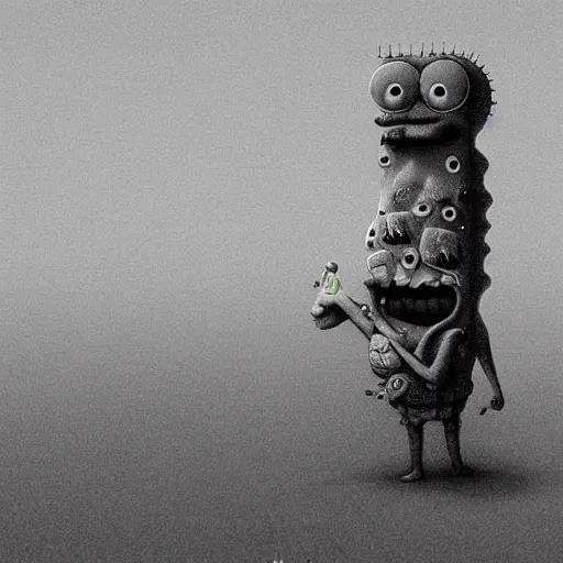 Prompt: spongebob squarepants in the style of zdzislaw beksinski