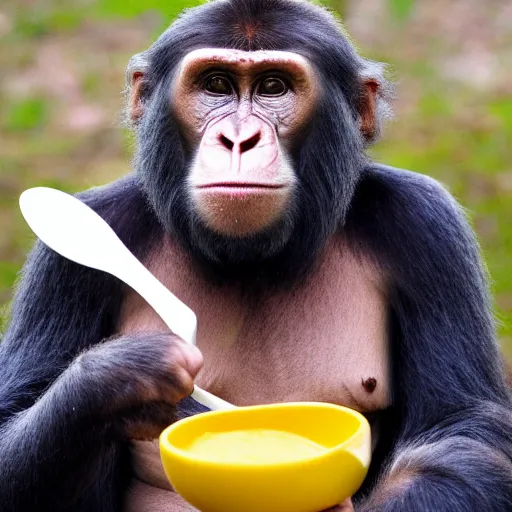 Image similar to bored ape holding a spoon full or sugar up to his face