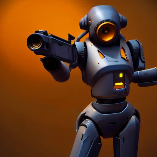 Prompt: a droid sniper hero from overwatch, dark golden armor, design, octane render, 4 k, ingame shot, very detailed