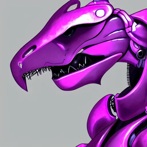 Image similar to detailed mawshot of a beautiful stunning anthropomorphic hot robot mecha female dragon, silver streamlined sharp armor, fuchsia flesh, glowing purple eyes, furaffinity, DeviantArt, Eka's Portal, G6