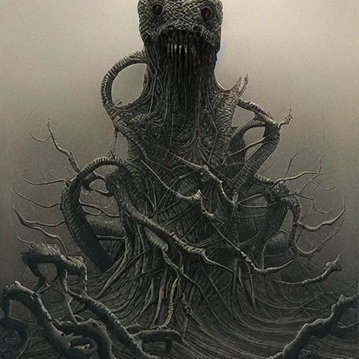 Image similar to eldritch monster 4k by zdzisław beksiński