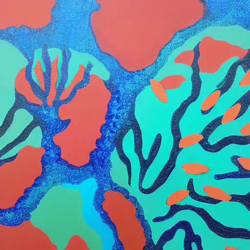 Image similar to coral reef, acrylic, 2d, minimalistic