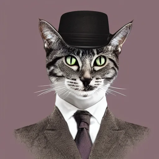 Image similar to a cat gentleman ~ photorealistic ~ digital art ~ cool ~